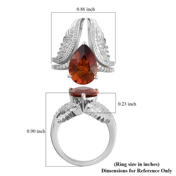 Platinum Over Sterling Silver Madeira Citrine & White Zircon Stack Ring Set 3.90 - Picture 6 of 6